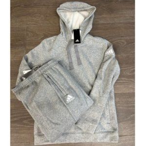 adidas Womens Fleece Hoodie and Pants SET (Gray)